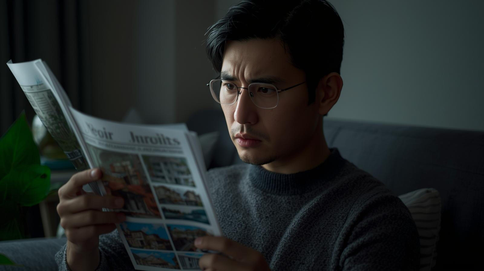 Dad reading newspaper